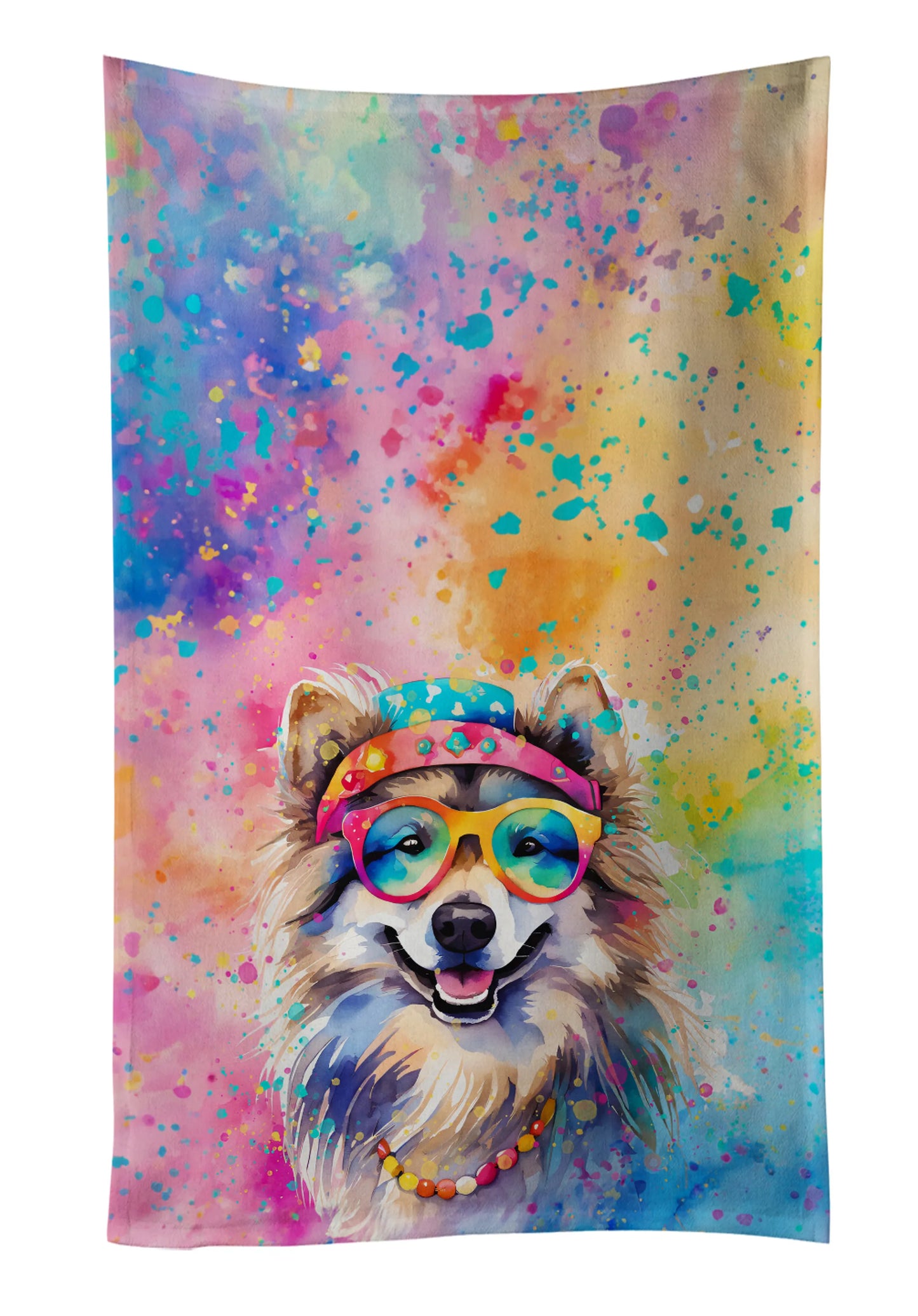 Dog Lover Kitchen Towel - Absorbent Cotton Dish Towel with Hippie Dog Design