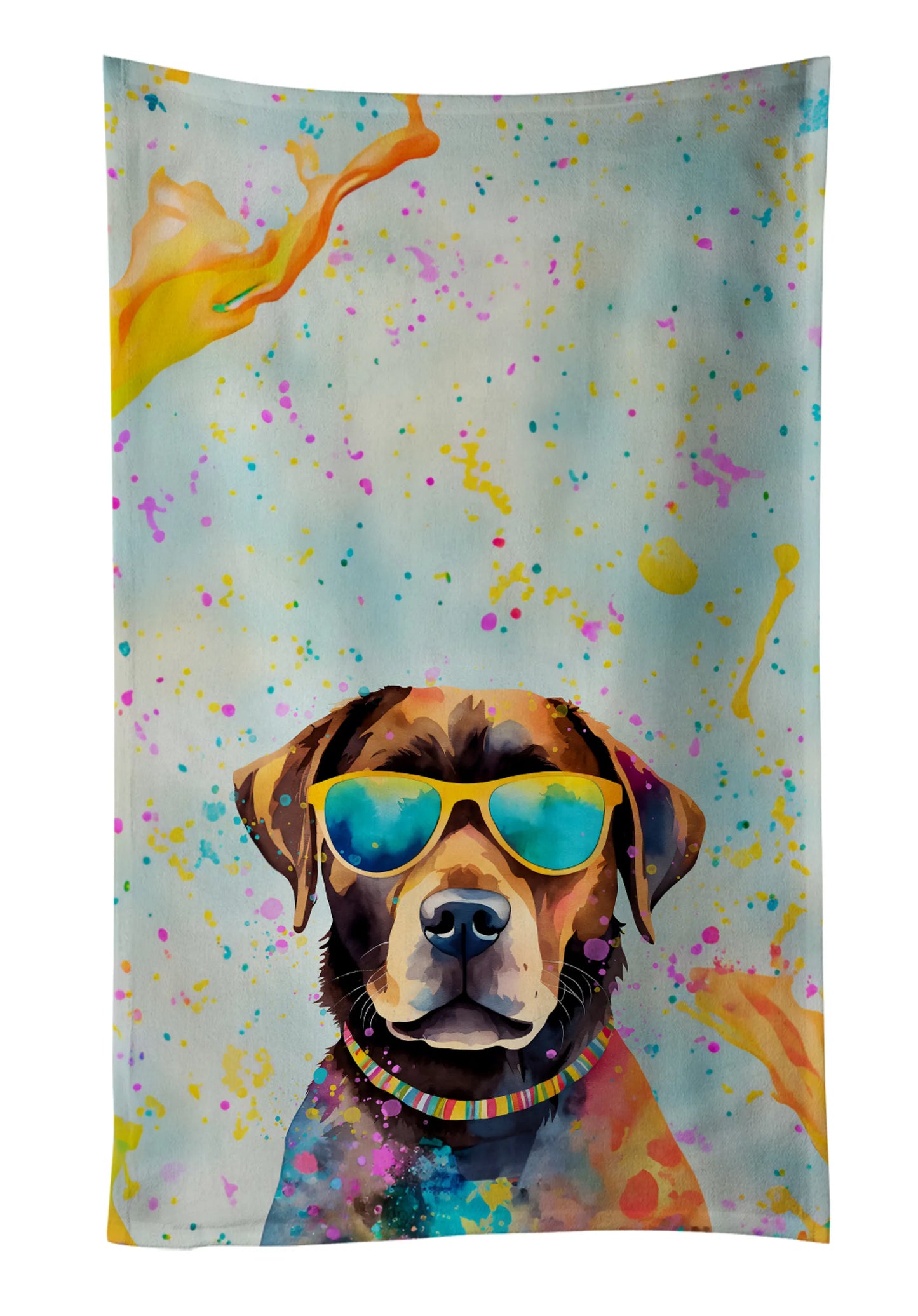 Dog Lover Kitchen Towel - Absorbent Cotton Dish Towel with Hippie Dog Design