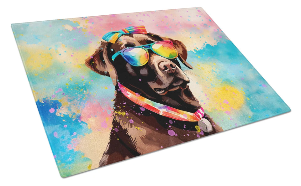 Hippie Dawg Glass Cutting Board - Large, Labrador chocolate 2525, view 78