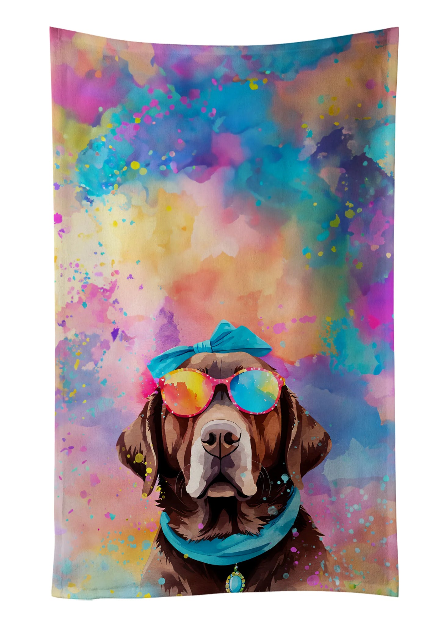 Dog Lover Kitchen Towel - Absorbent Cotton Dish Towel with Hippie Dog Design