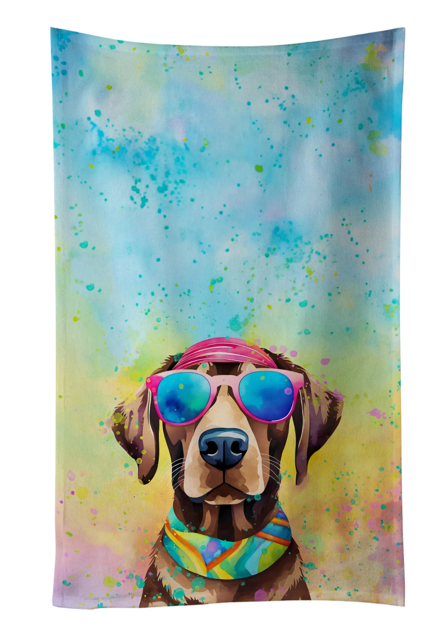 Dog Lover Kitchen Towel - Absorbent Cotton Dish Towel with Hippie Dog Design