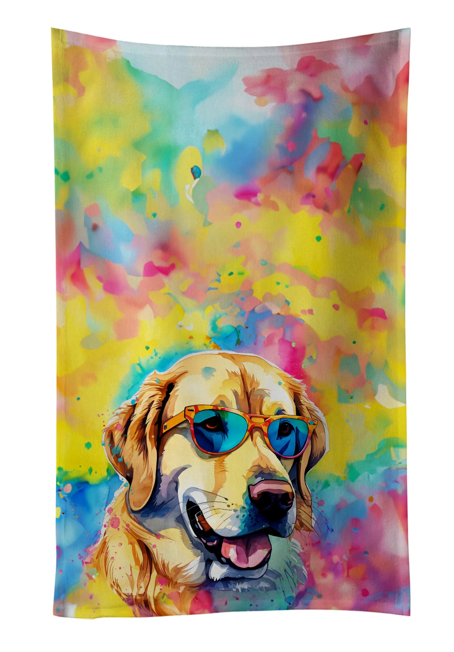 Dog Lover Kitchen Towel - Absorbent Cotton Dish Towel with Hippie Dog Design