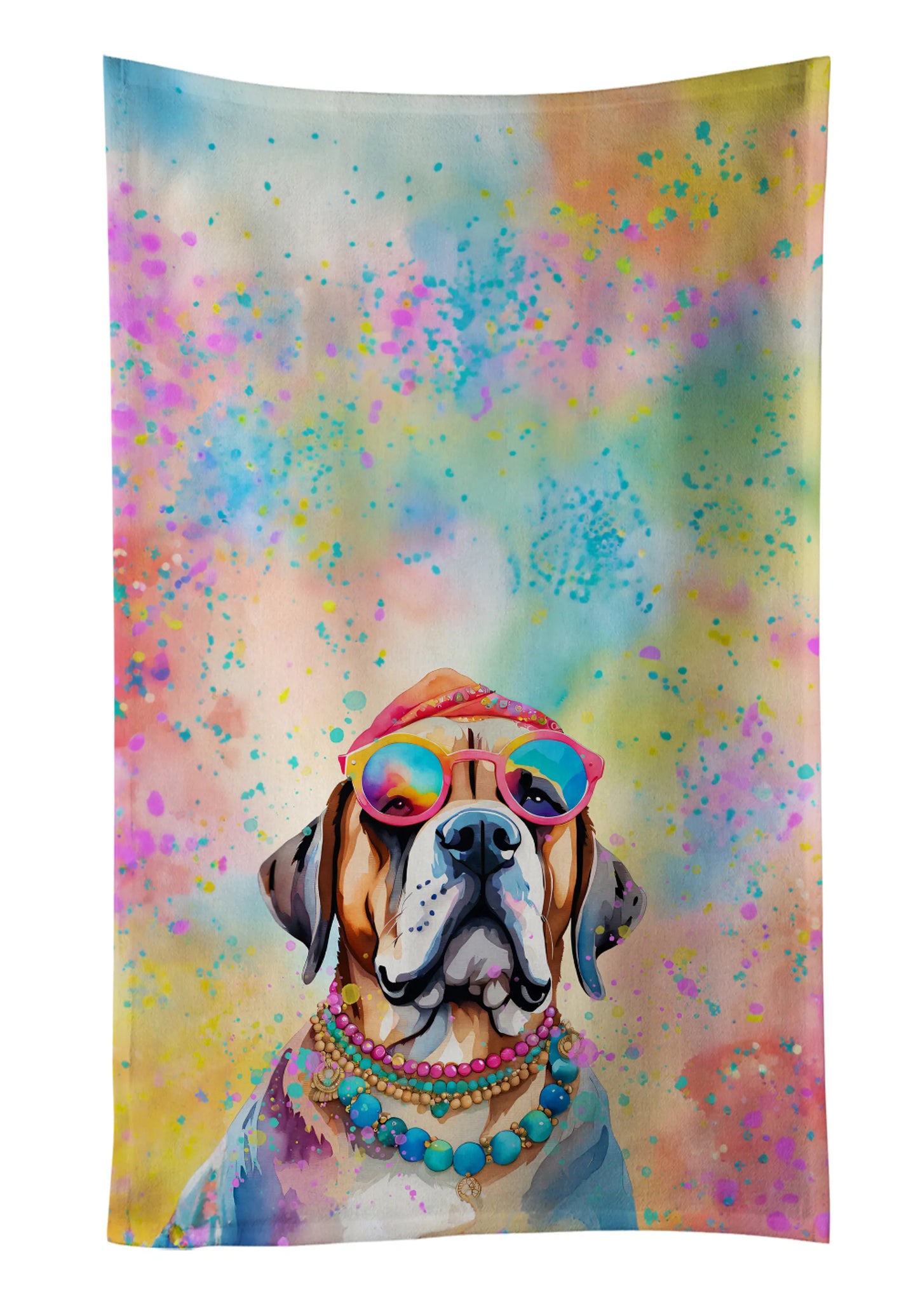 Dog Lover Kitchen Towel - Absorbent Cotton Dish Towel with Hippie Dog Design