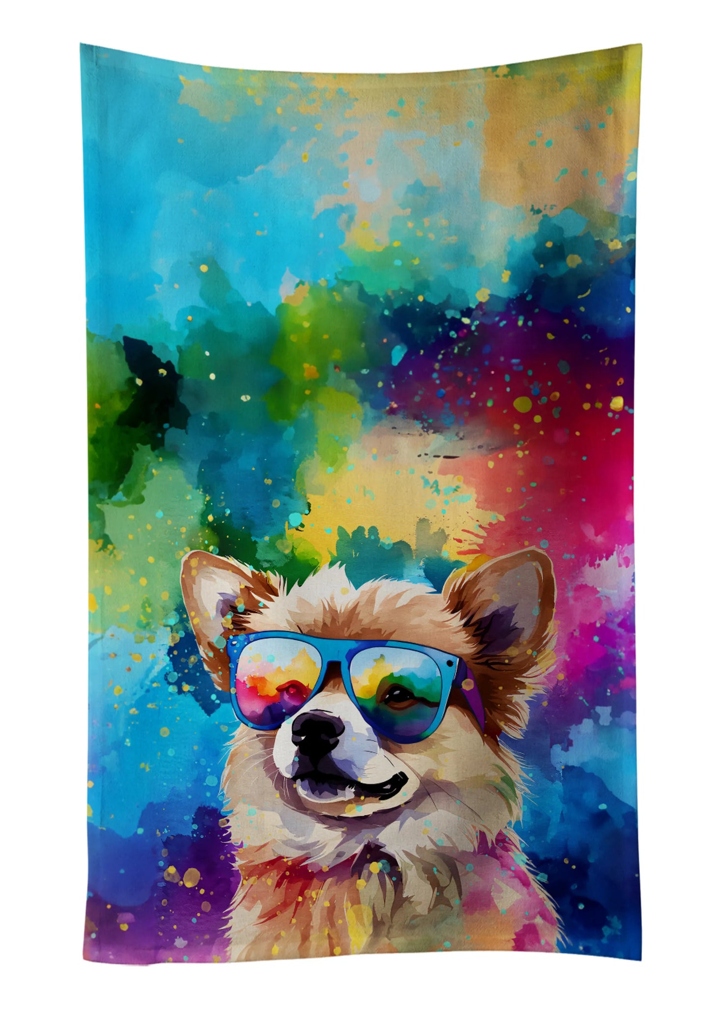 Dog Lover Kitchen Towel - Absorbent Cotton Dish Towel with Hippie Dog Design