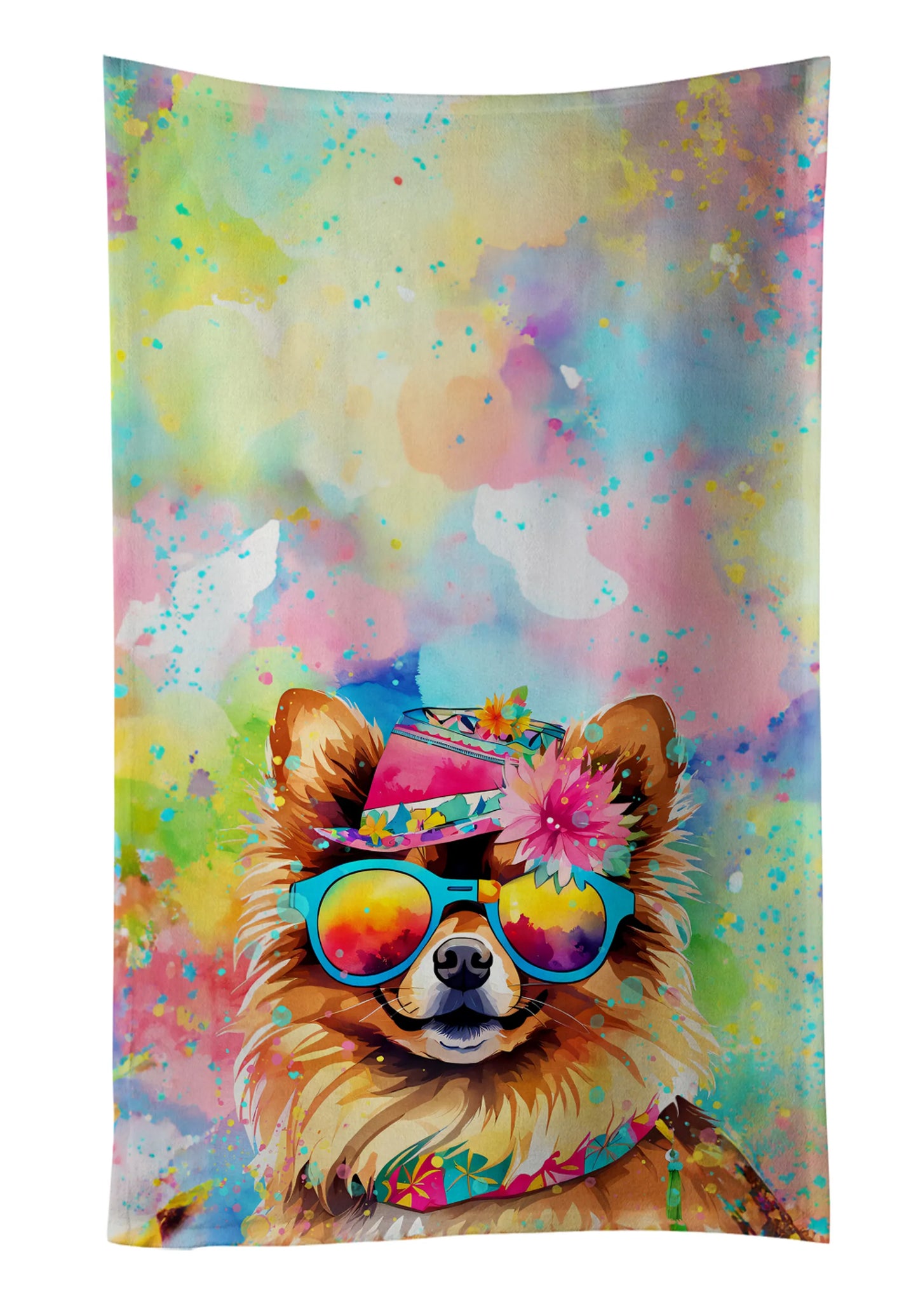 Dog Lover Kitchen Towel - Absorbent Cotton Dish Towel with Hippie Dog Design