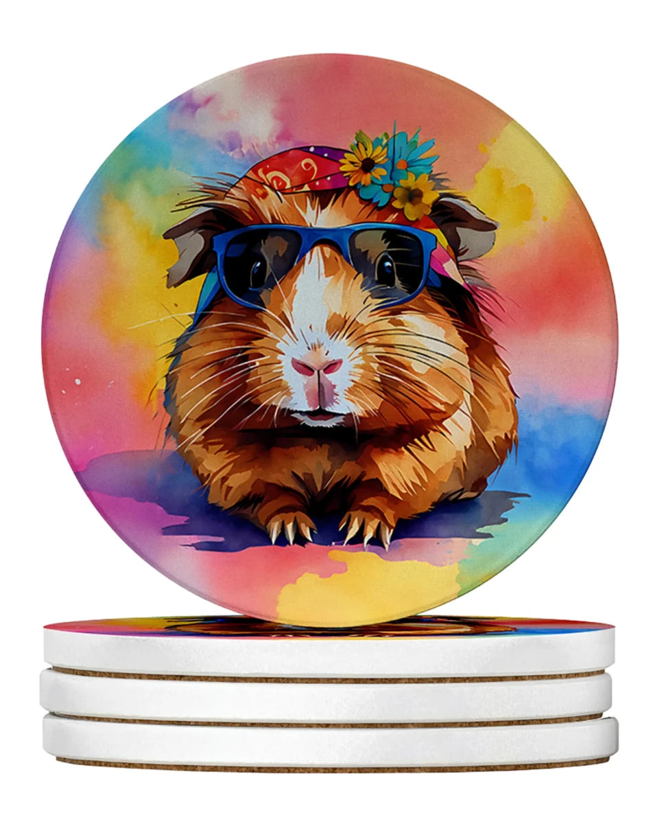 Hippie Animals Large Sandstone Coasters, 4/Guinea pig 3960, view 34