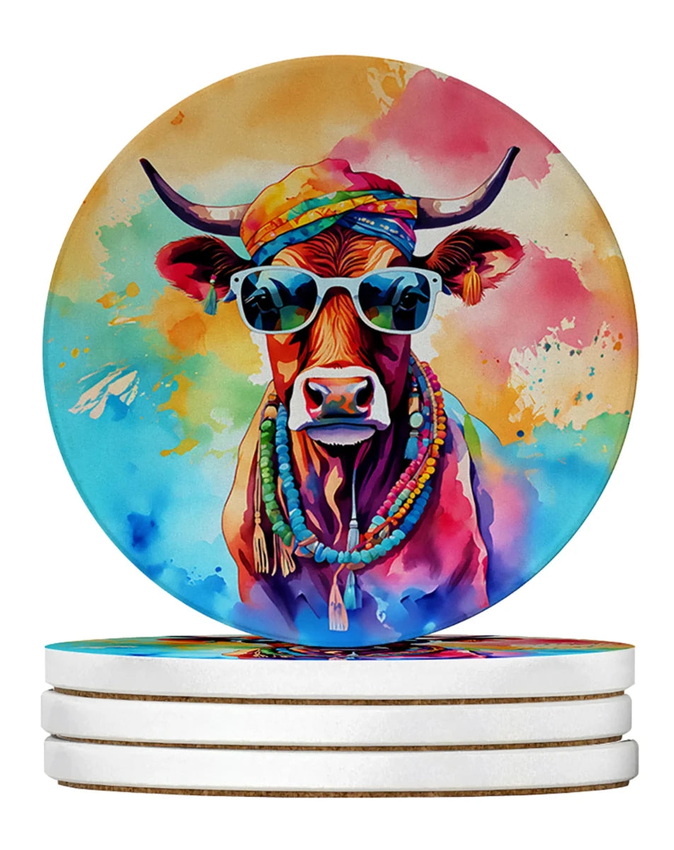 Hippie Animals Large Sandstone Coasters, 4/Deer 3976, view 15