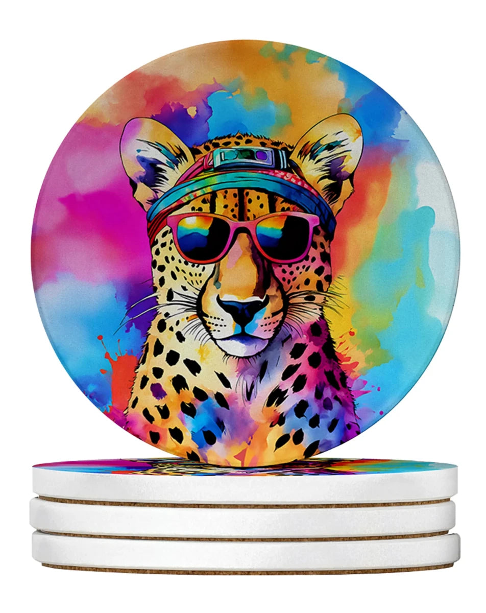 Hippie Animals Large Sandstone Coasters, 4/Chimpanzee 3971, view 8