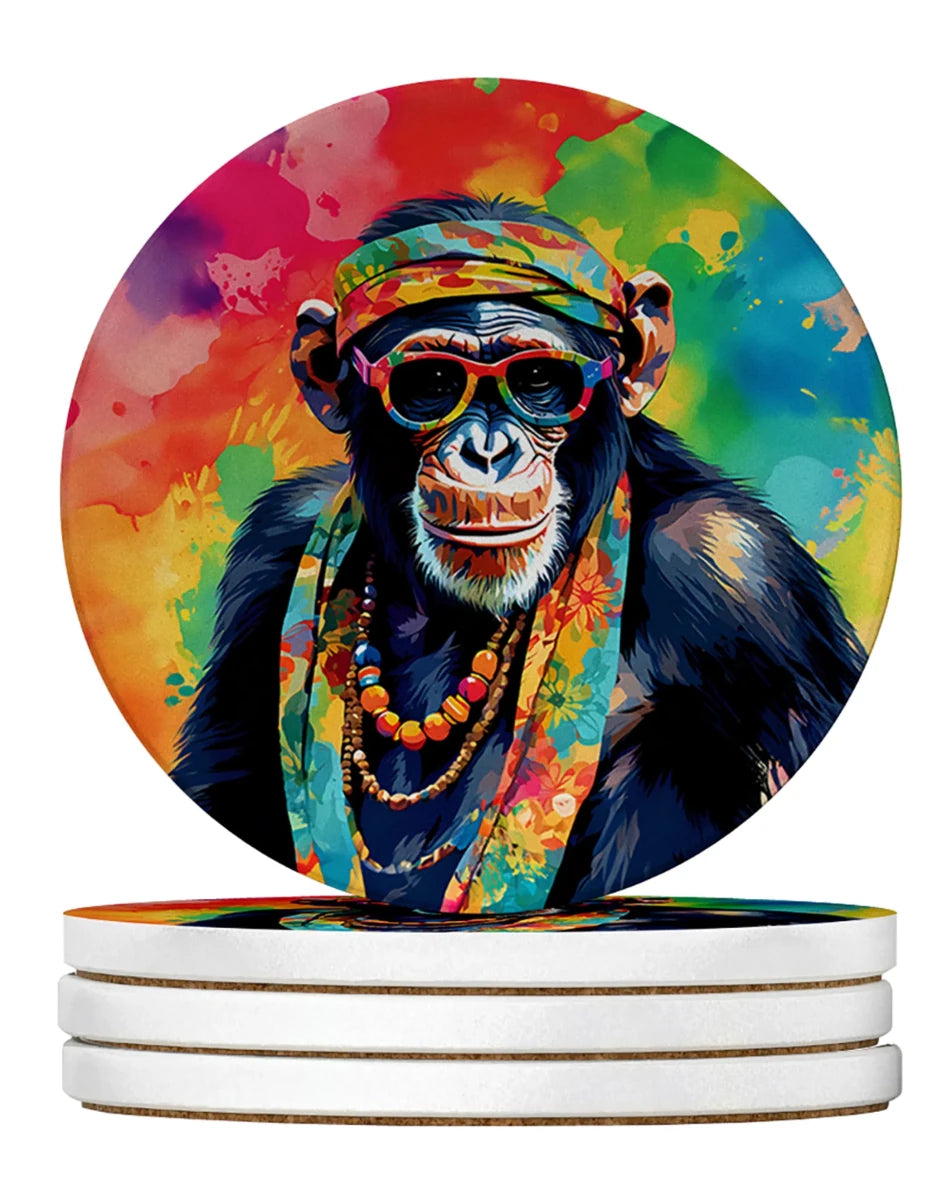 Hippie Animals Large Sandstone Coasters, 4/Cockatoo 3973, view 10