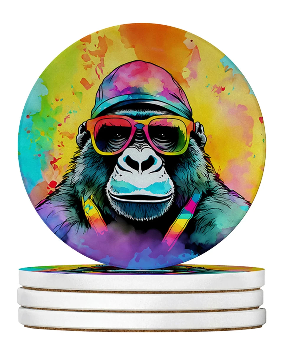 Hippie Animals Large Sandstone Coasters, 4/Grizzly bear 3991, view 31