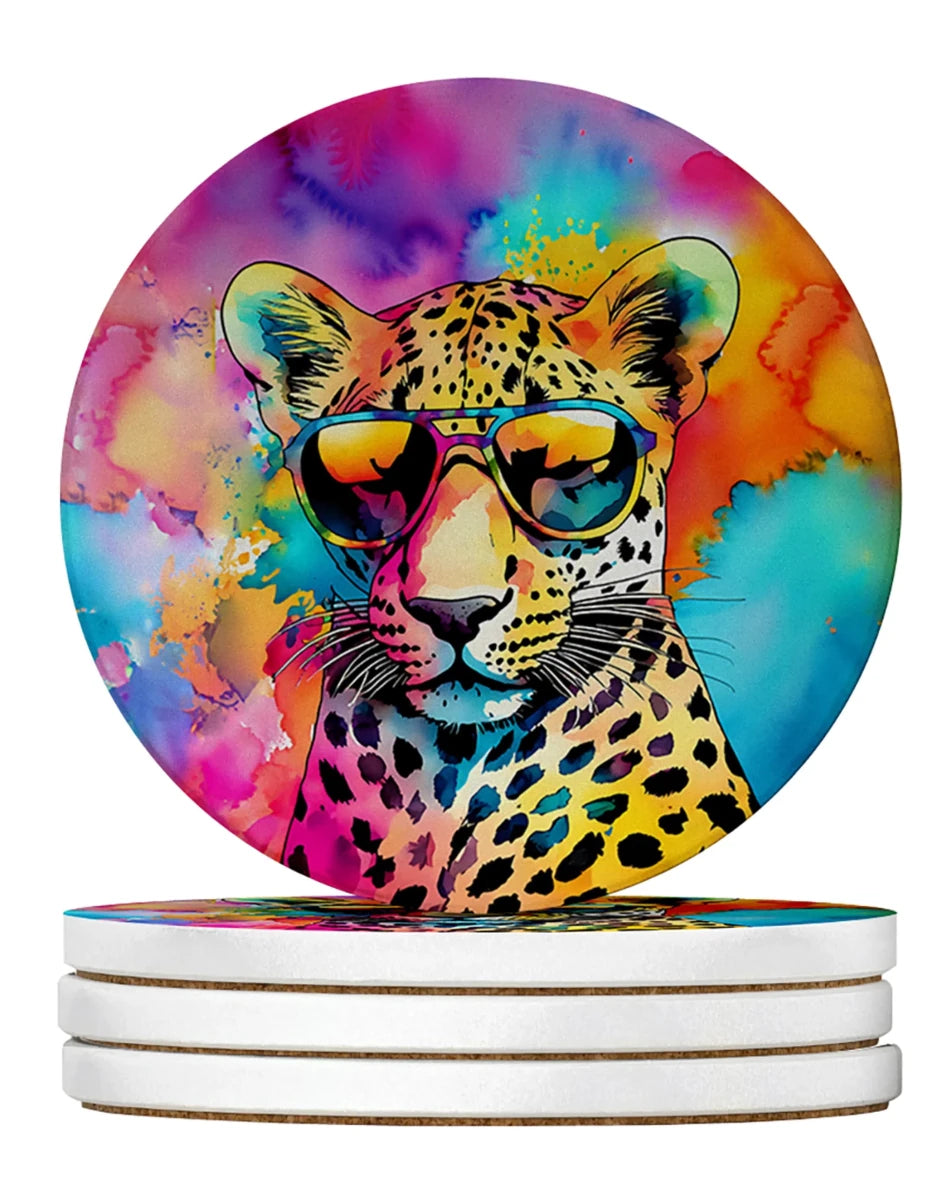Hippie Animals Large Sandstone Coasters, 4/Lion 4003, view 44