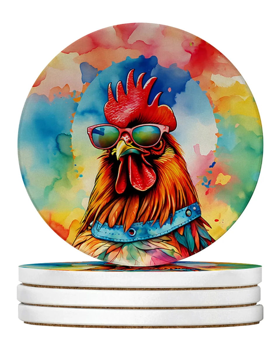 Hippie Animals Large Sandstone Coasters, 4/Rhinoceros 4038, view 76