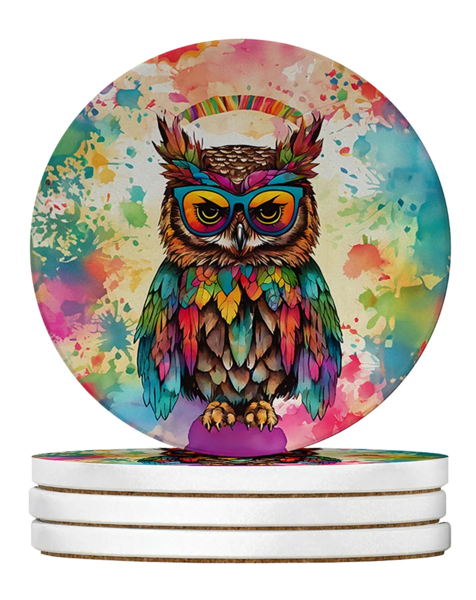 Hippie Animals Large Sandstone Coasters, 4/Panda 4017, view 56