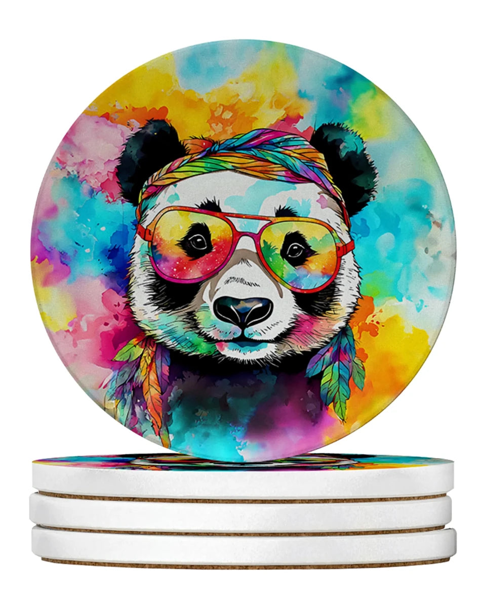 Hippie Animals Large Sandstone Coasters, 4/Panda 4016, view 57