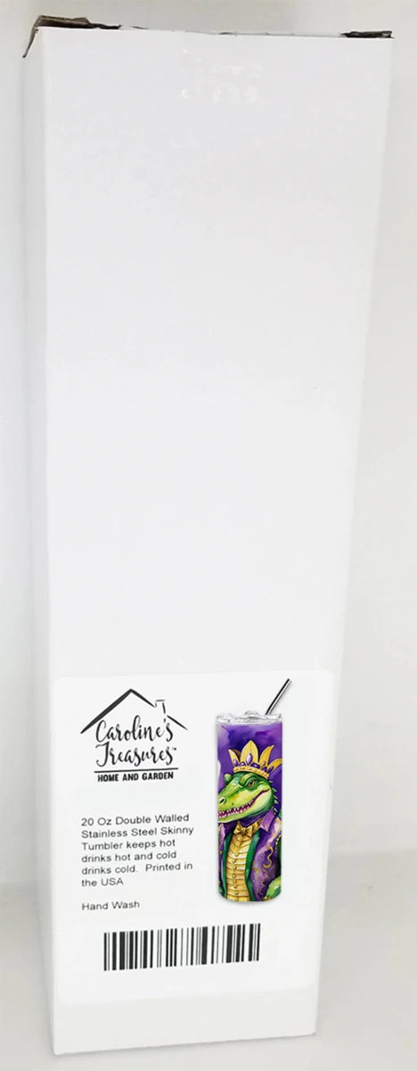 Mardi Gras 2024 Stainless Steel Skinny Tumbler - Size: 20 OZ | Pack Of: 1 | Collection name: Mardi gras 2024 - Pets Perfect