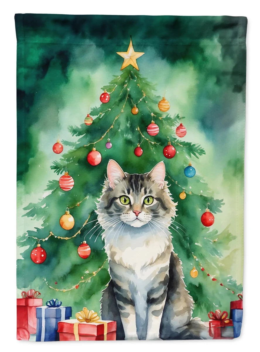 Cat By Christmas Tree Decorative Flag, HOUSE SIZE/Li hua cat, view 57