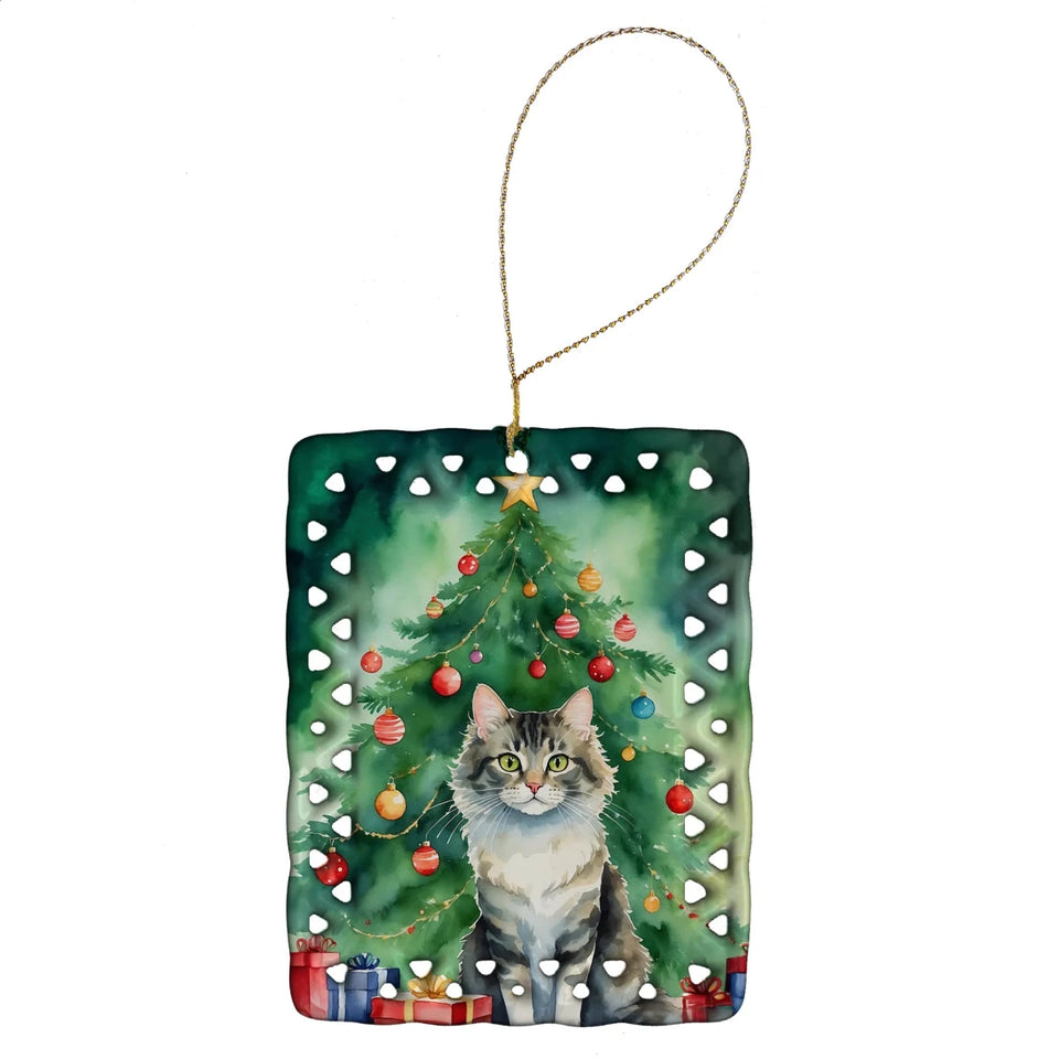 Cat By Christmas Tree Porcelain Ornament, 1/Li hua cat, view 43
