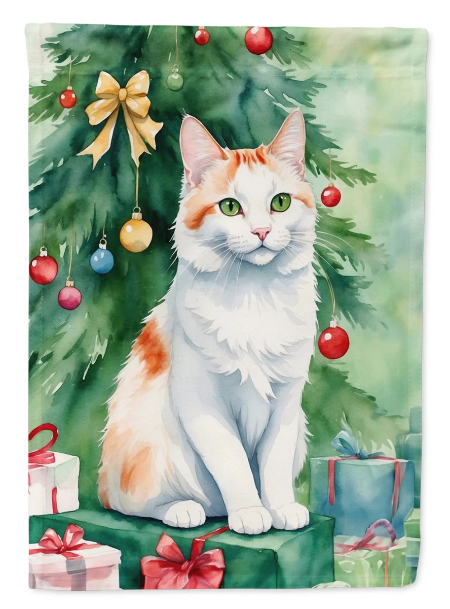 Cat By Christmas Tree Decorative Flag, HOUSE SIZE/Ural rex cat 7270, view 98
