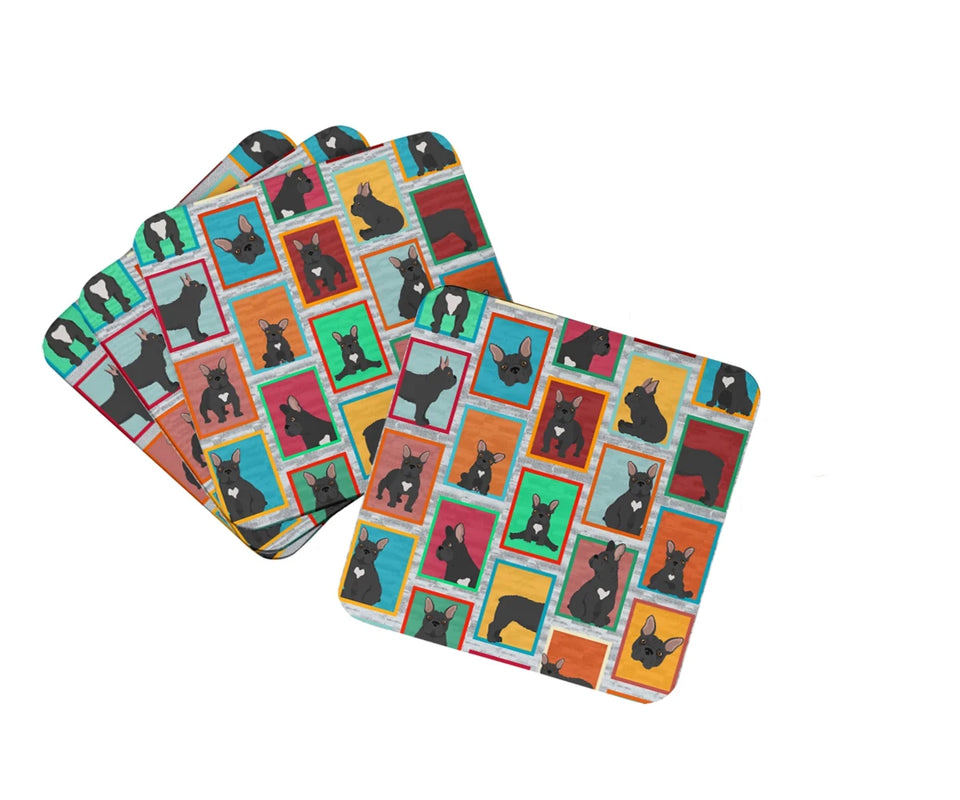 Lots of Dogs Foam Coasters - 3.5, 194030685181/French bulldog - black and white, view 3