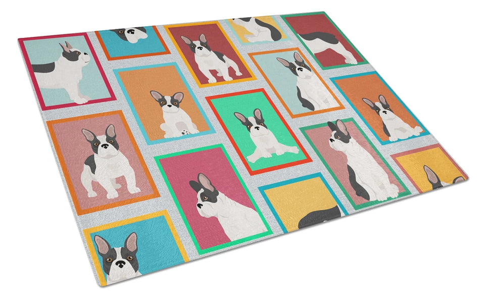 Lots of Dogs Glass Cutting Board - Large, Pug - fawn, view 4