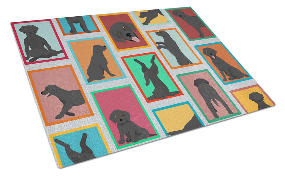Lots of Dogs Glass Cutting Board - Large, Labrador retriever - chocolate, view 8