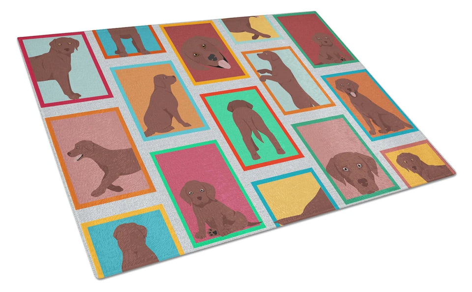 Lots of Dogs Glass Cutting Board - Large, Labrador retriever - red fox, view 9