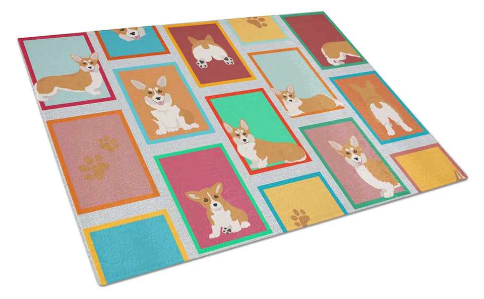 Lots of Dogs Glass Cutting Board - Large, Corgi - welsh cardigan blue merle, view 16