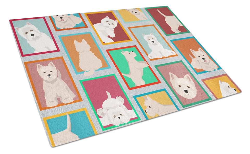 Lots of Dogs Glass Cutting Board - Large, Bichon frise, view 20