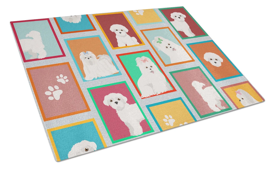 Lots of Dogs Glass Cutting Board - Large, Cavalier - black and tan, view 38