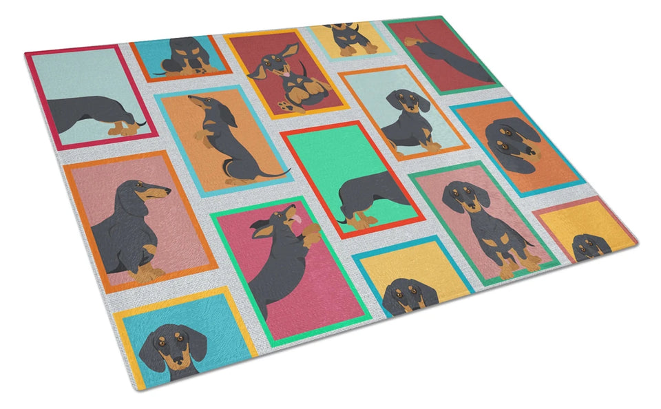 Lots of Dogs Glass Cutting Board - Large, Pomeranian - black and tan, view 40