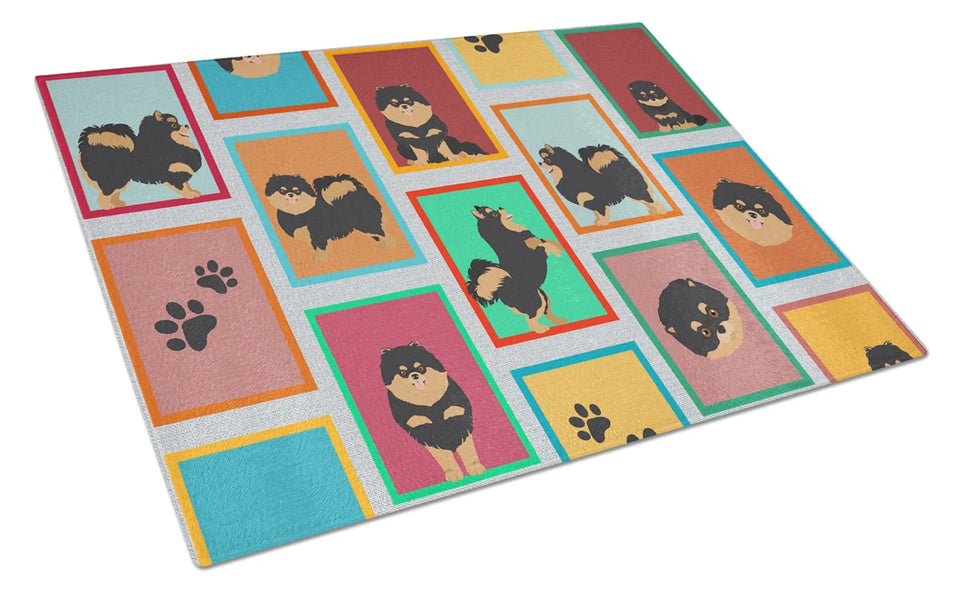 Lots of Dogs Glass Cutting Board - Large, English springer spaniel - black and white, view 41