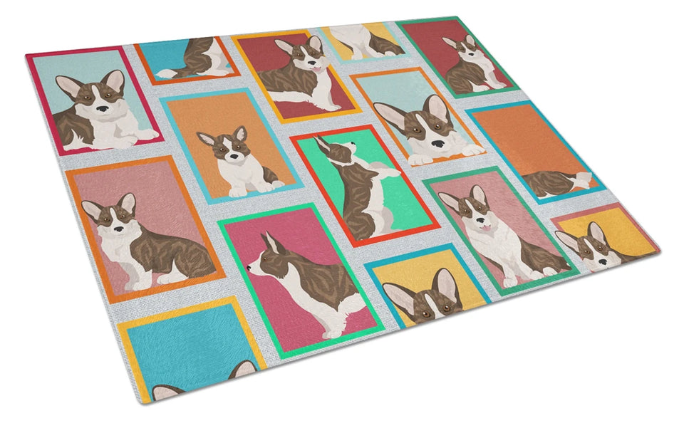 Lots of Dogs Glass Cutting Board - Large, Corgi - cardigan fawn, view 47