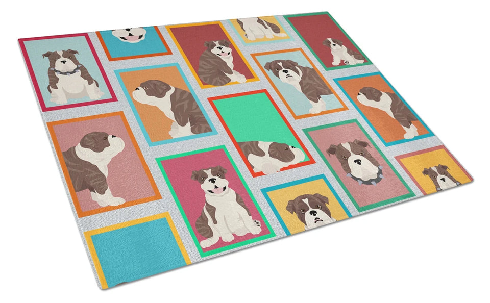 Lots of Dogs Glass Cutting Board - Large, French bulldog - fawn, view 50