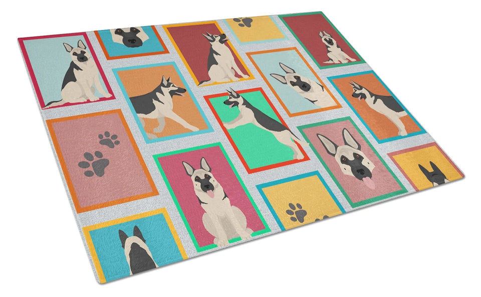 Lots of Dogs Glass Cutting Board - Large, Golden retriever, view 52