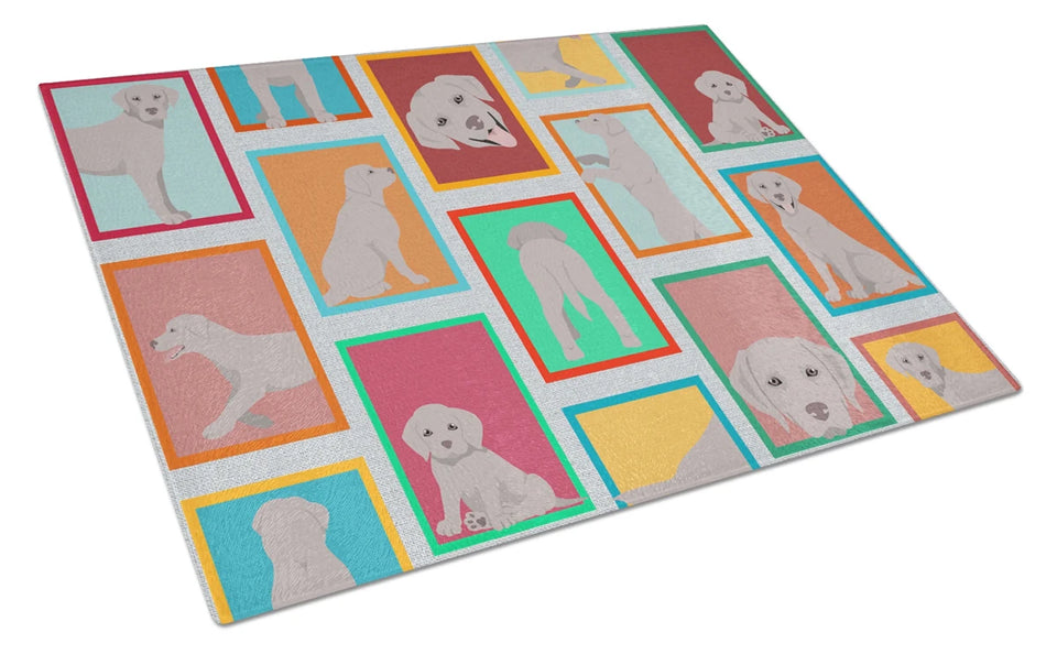 Lots of Dogs Glass Cutting Board - Large, Pug - apricot, view 54