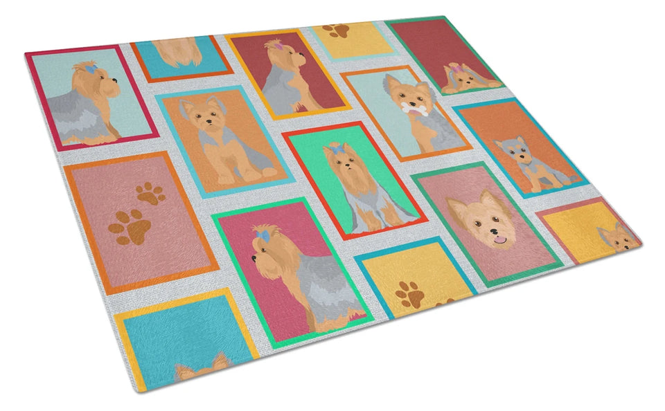 Lots of Dogs Glass Cutting Board - Large, Yorkshire terrier - red, view 59