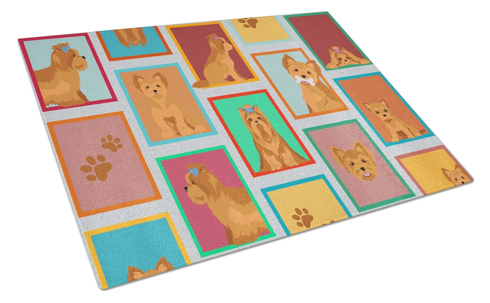 Lots of Dogs Glass Cutting Board - Large, Border collie - red, view 60