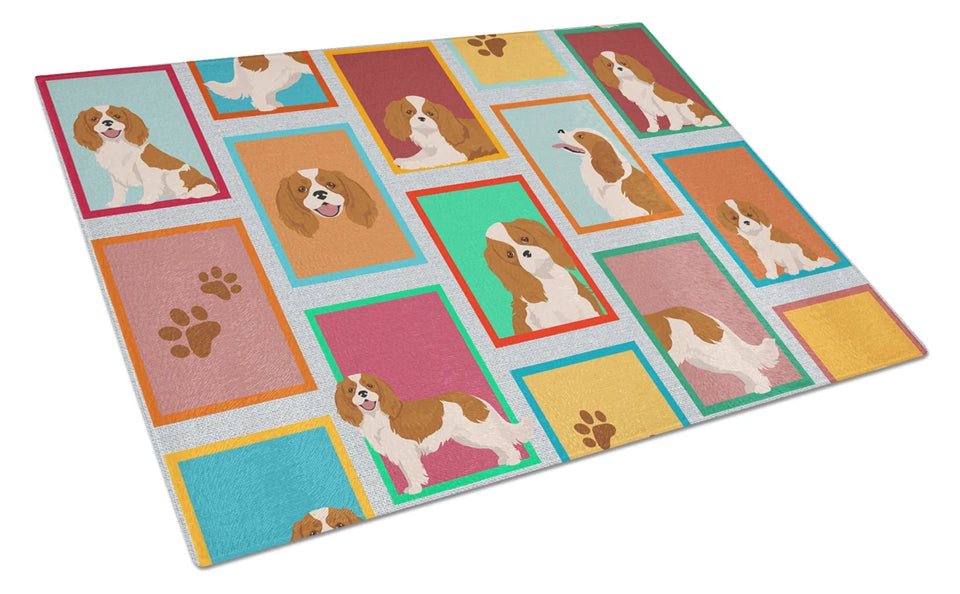 Lots of Dogs Glass Cutting Board - Large, Cavalier spaniel - ruby, view 62