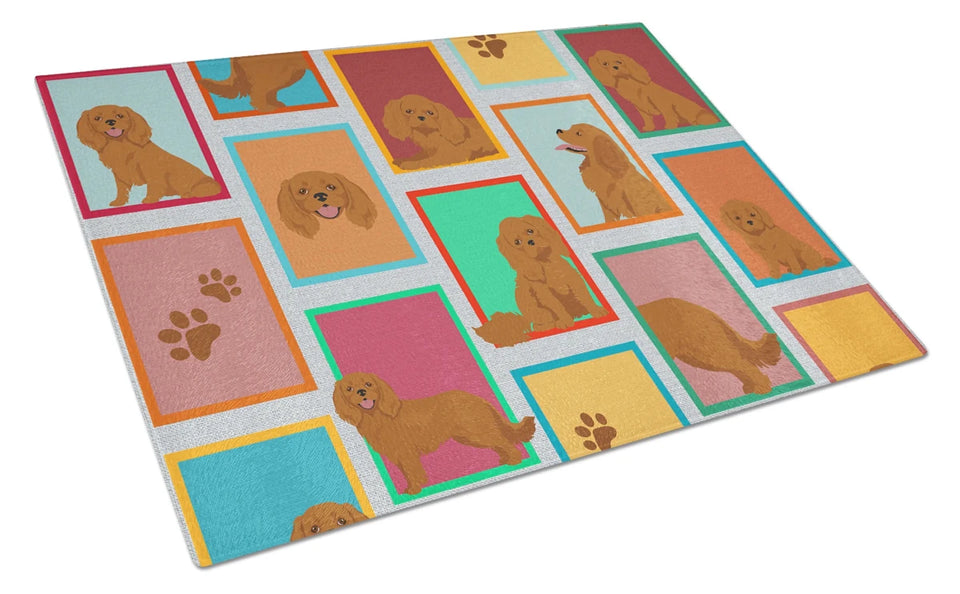 Lots of Dogs Glass Cutting Board - Large, Cavalier spaniel - tricolor, view 63
