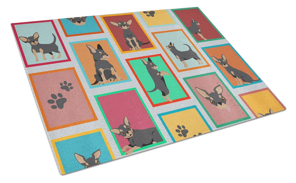 Lots of Dogs Glass Cutting Board - Large, Chihuahua - chocolate, view 65