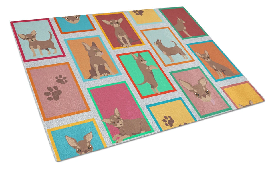 Lots of Dogs Glass Cutting Board - Large, Chihuahua - cream, view 66