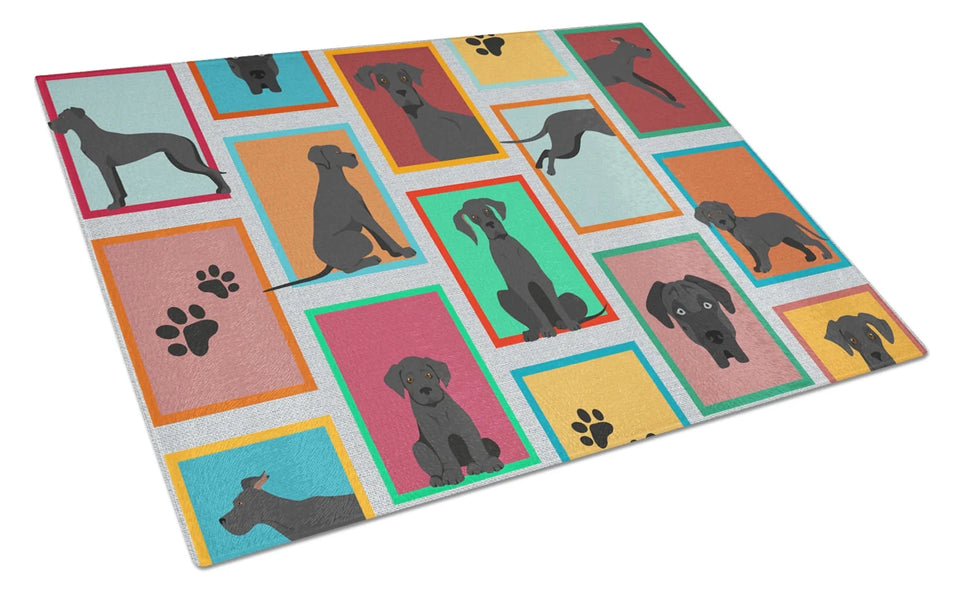 Lots of Dogs Glass Cutting Board - Large, Great dane - fawn, view 68
