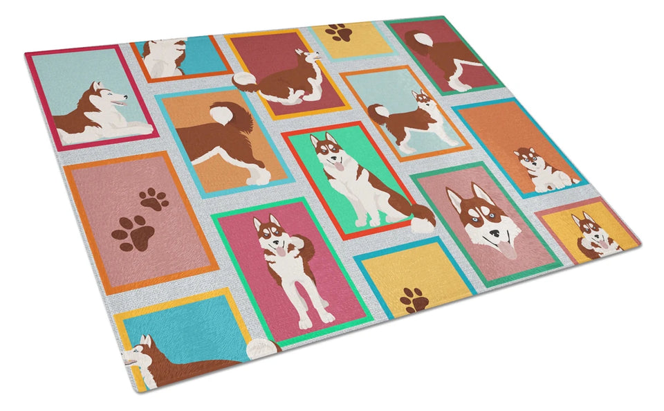 Lots of Dogs Glass Cutting Board - Large, Doberman pinscher - red, view 72