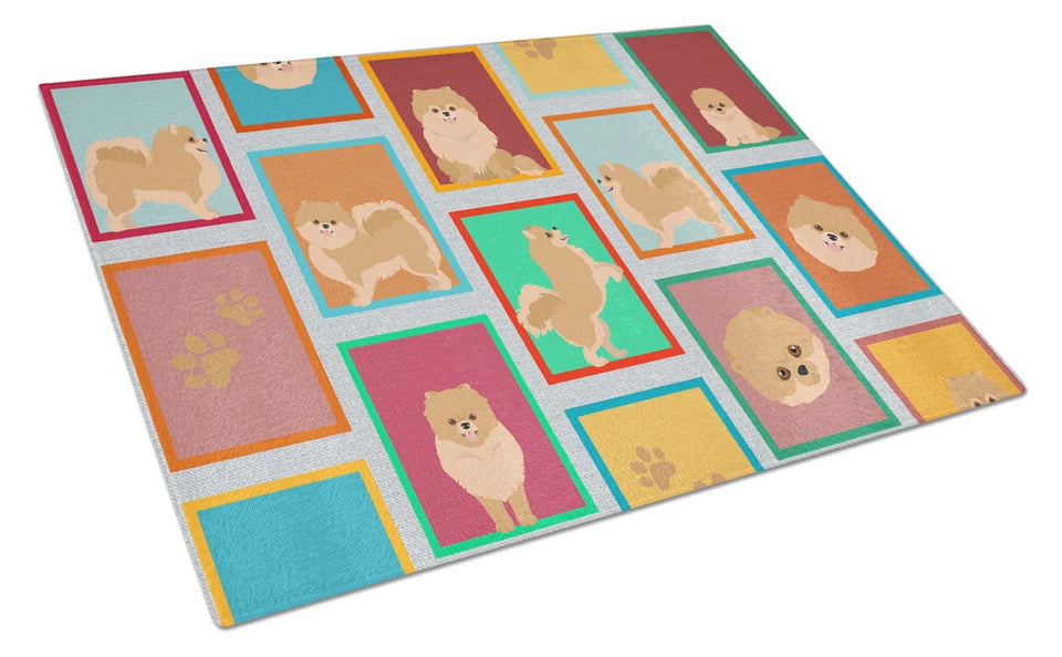 Lots of Dogs Glass Cutting Board - Large, Pomeranian - white, view 80