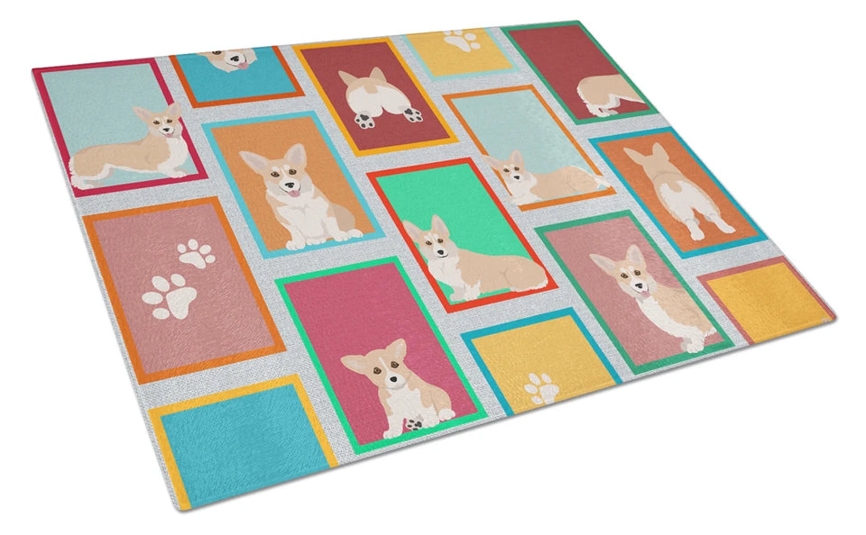 Lots of Dogs Glass Cutting Board - Large, Corgi - pembroke sable, view 84