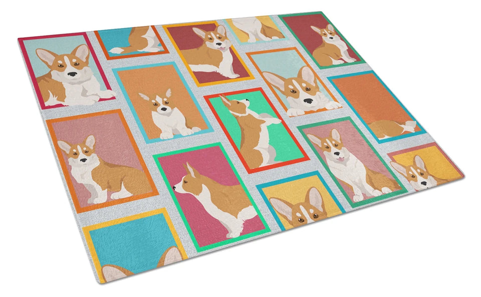 Lots of Dogs Glass Cutting Board - Large, Boxer - flashy fawn, view 86