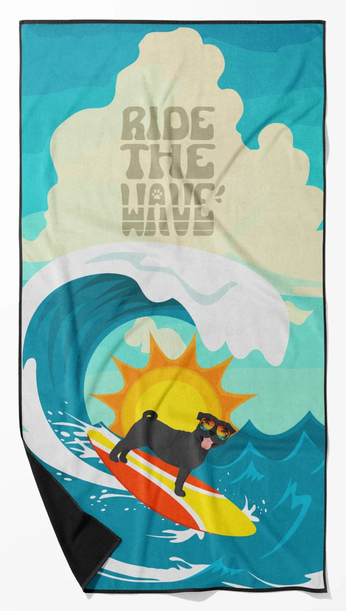 Dog Lover Beach Towel - Premium 60 x 30 in Oversized Surf Towel for, 194030683941/Pug - fawn, view 86