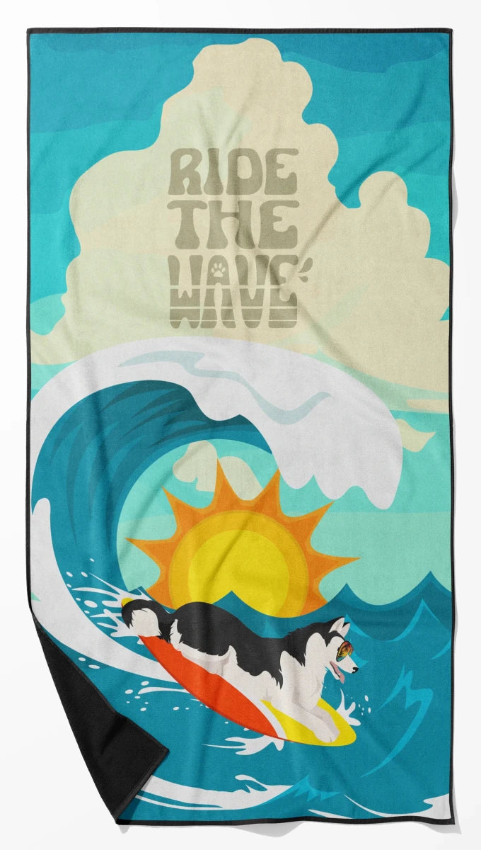 Dog Lover Beach Towel - Premium 60 x 30 in Oversized Surf Towel for, 194030684054/Siberian husky - grey and white, view 97