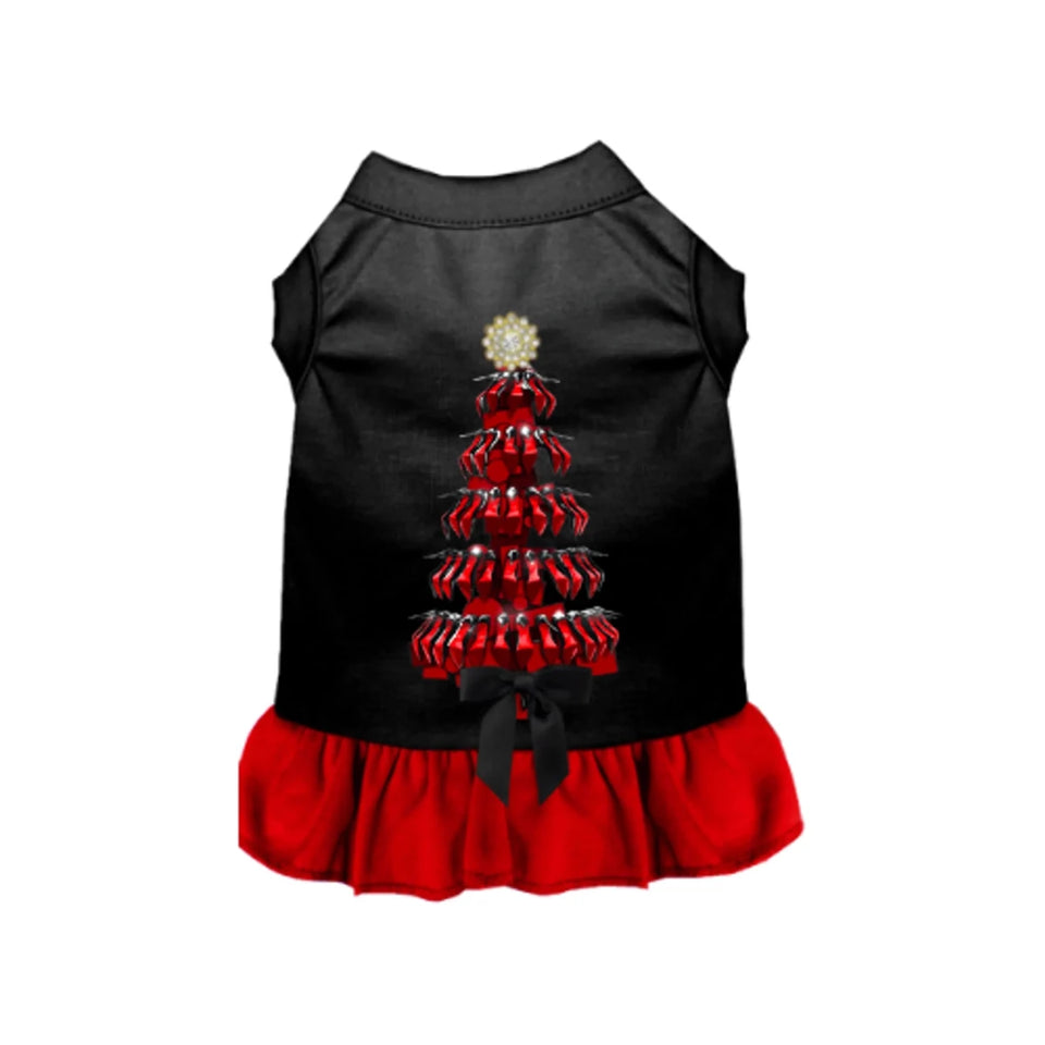 Loubarkin Tree Dress - Holiday Dog Dress with Rhinestone Star - Pets Perfect