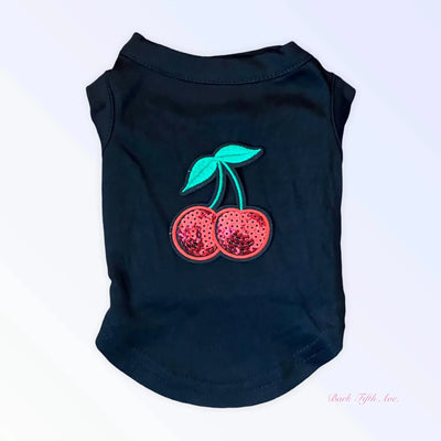 My Fabulous Cherry Tank - SS22 Sequin Embroidered Dog Tee by Bark Fifth Avenue - Pets Perfect